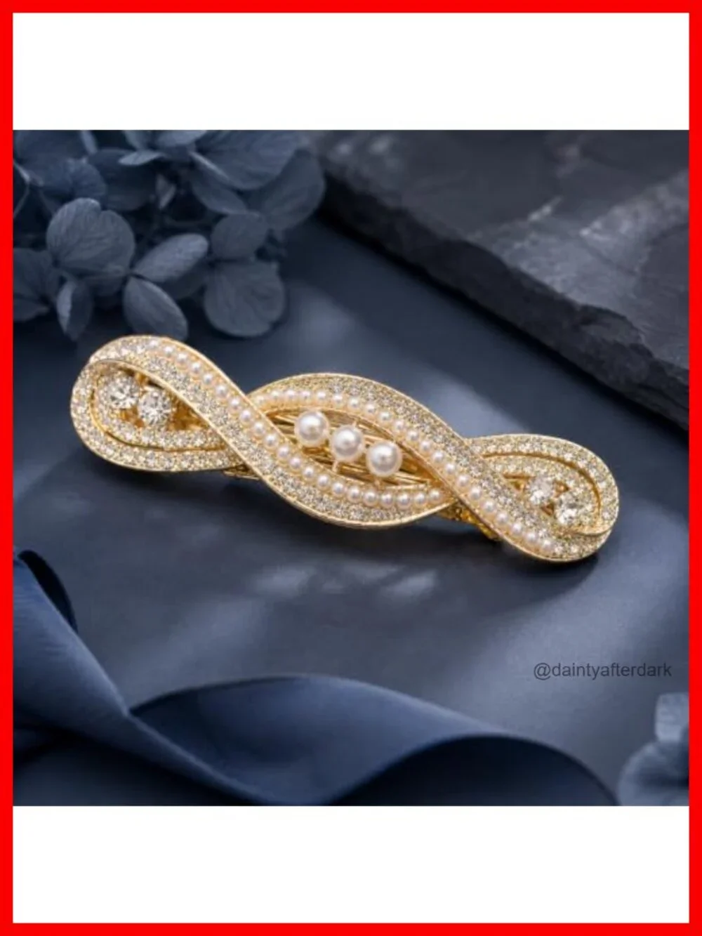 Infinity Symbol Pearl Rhinestone Hair Clip for Women Weddings